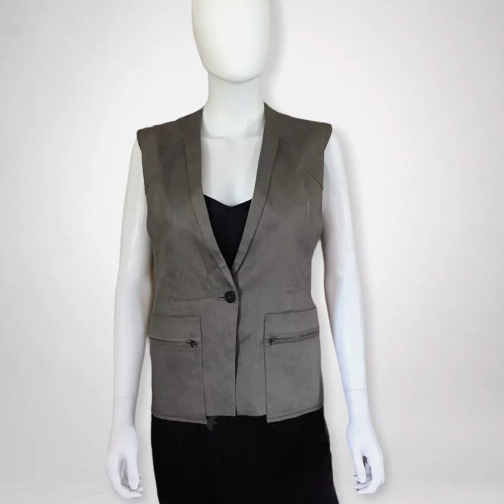 Helmut Lang Gray Linen Vest - Petite/XS